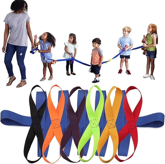 Lainrrew Walking Rope with 12 Colorful Handles - Outdoor Safety Rope for Preschool & Kindergarten Kids (Blue)