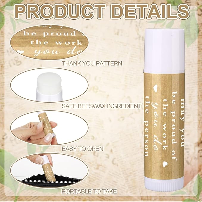 Demissle 100 Pcs Thank You Lip Balm Appreciation Gifts Bulk Inspirational You're the Balm Vanilla Ingredients Lips Care for Thanksgiving Christmas Appreciation Favor Employee Coworker Volunteer
