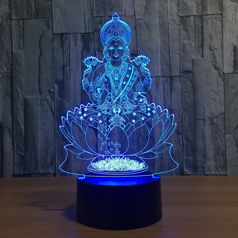 YTDZLTD 3D Buddha Statue Night Light with 16 Colors, USB Power, Remote Control, Touch Switch, Clear, Model 665752141793