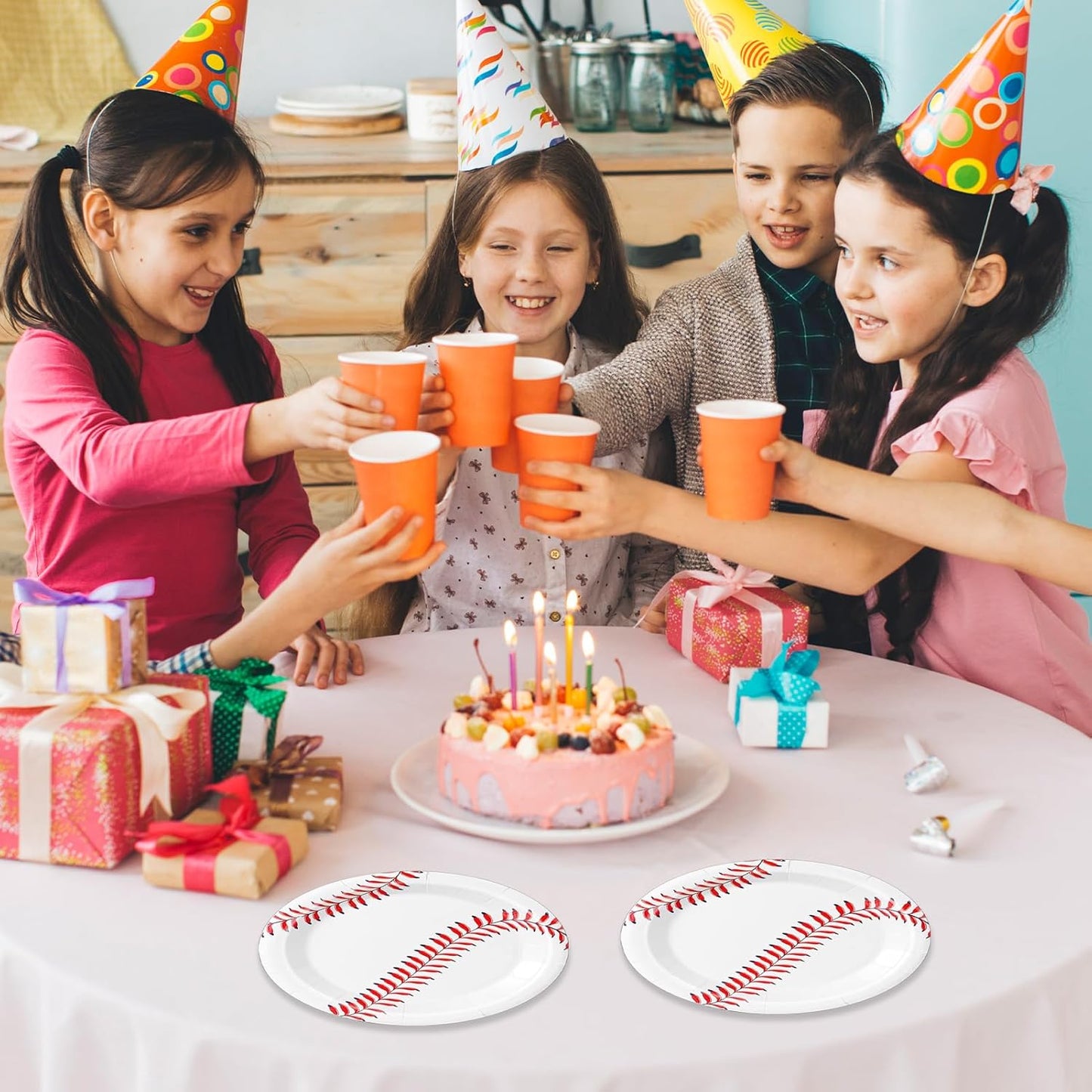 Baseball Party Supplies Set 60Pcs Baseball Party Paper Plates - 7Inch Round Dinner Dessert Plates for Cake,Salad,Fruit Pizza丨Kids Birthday Fan Sports Event&Game Day