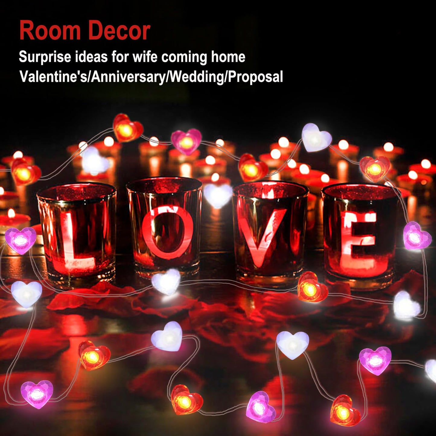 Kepabigle Heart String Lights 10Ft 30 Led Romantic ValentineS Day Fairy Light For Decorating Celebrations Gift Giving