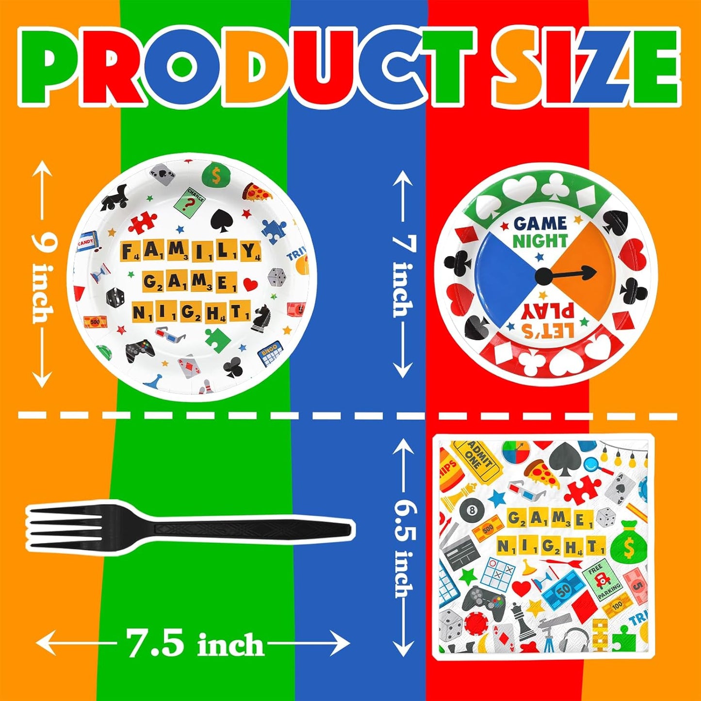 Game Night Party Decorations Set - Fun Game Night Party Plates, Napkins, and Forks for an Exciting Celebration - Disposable Board Game and Family Game Night Party Supplies for Birthdays and Events