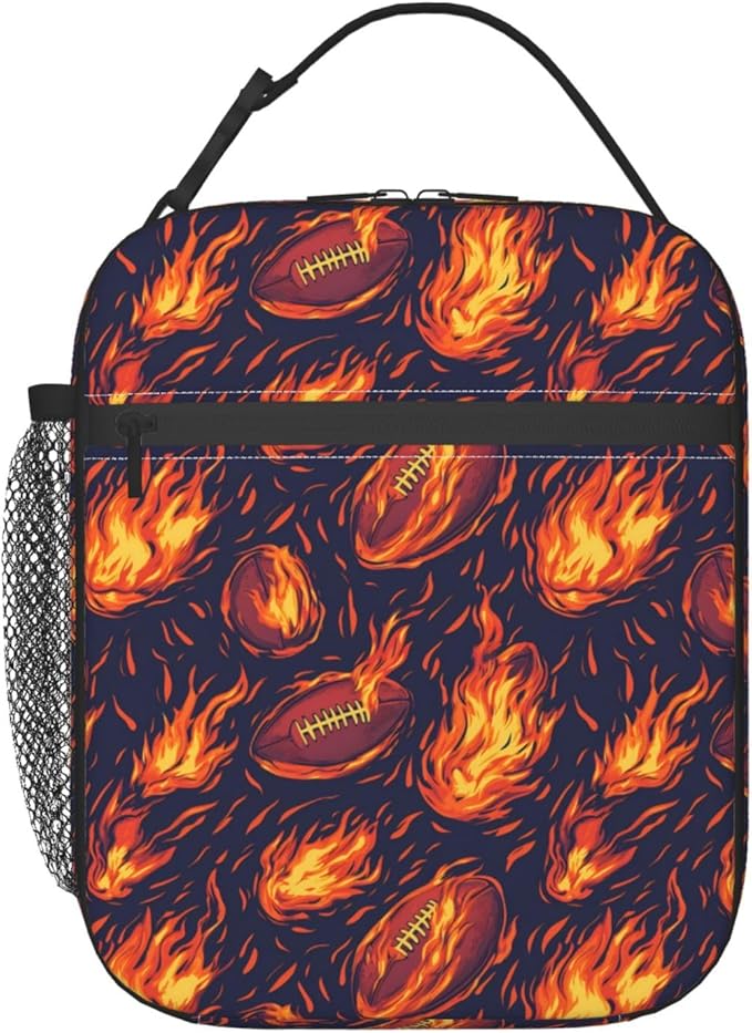 Football Lunch Box Insulated Lunch Bag for kids Girls Boys,Reusable Lunch Box Containers for Women Men,Durable Cooler Tote Bag Lunchbox for Office/School/Picnic