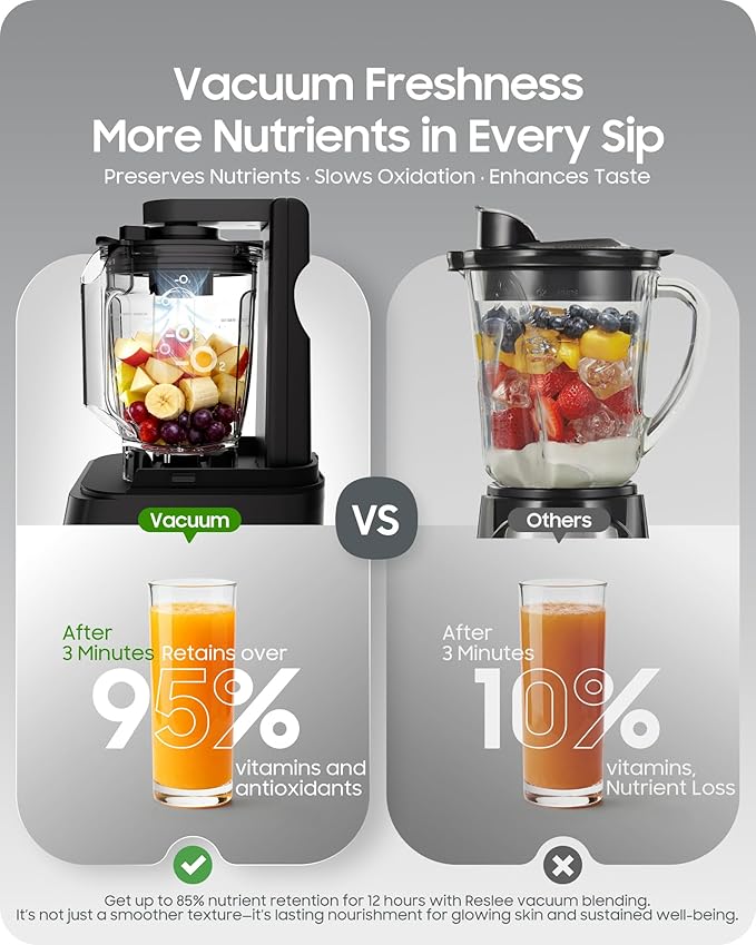 Vacuum Blender, 35000RPM Commercial & Household Professional Blender for Smoothies, 56oz Tritan Cup, Nut Milk, Fresh Juice, Baby Food, Protein Shakes, with Self Clean, Dishwasher Safe, Quiet Shield