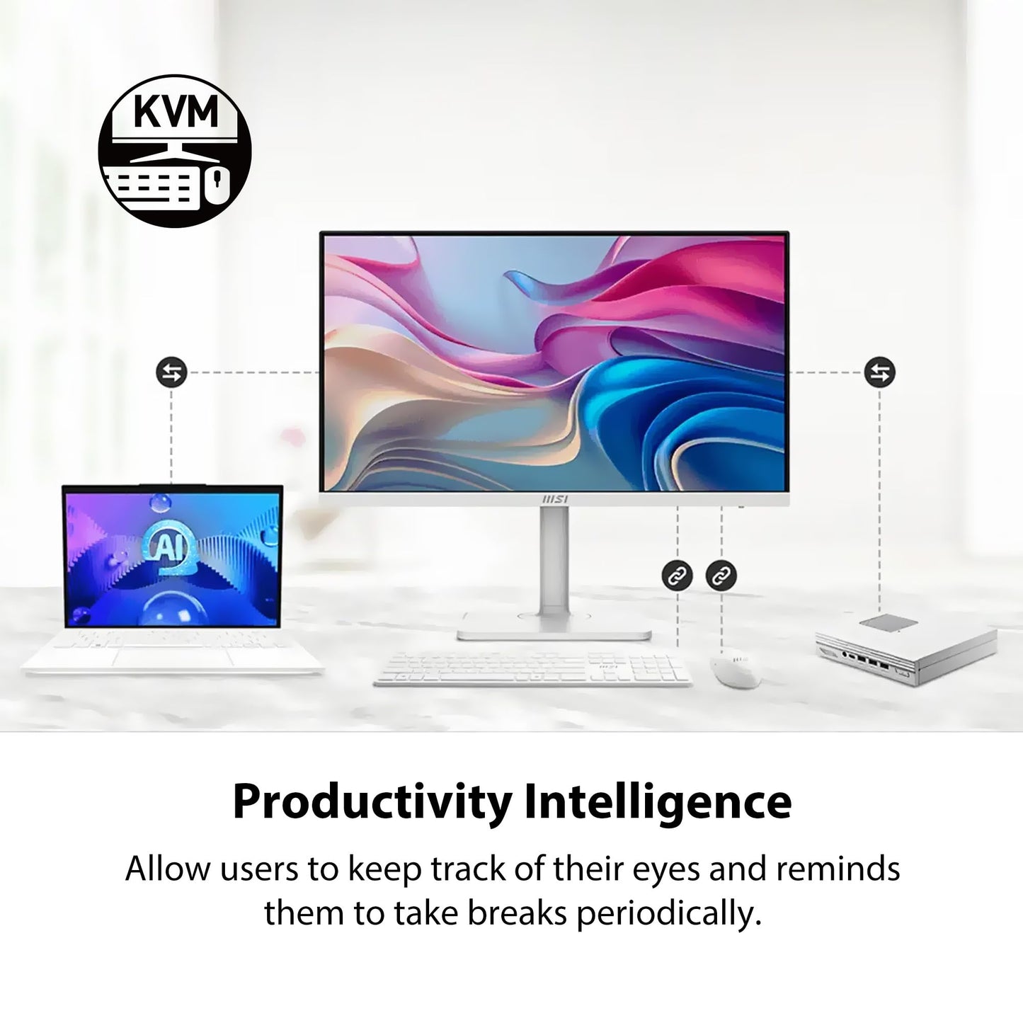 MSI Modern MD272UPHW 27-inch IPS 3840 x 2160 (UHD) Computer Monitor,60 Hz,Adaptive-Synch,Display HDR 400,HDMI,DisplayPort,KVM,VESA Mountable,Height Adjustable,Speaker,White