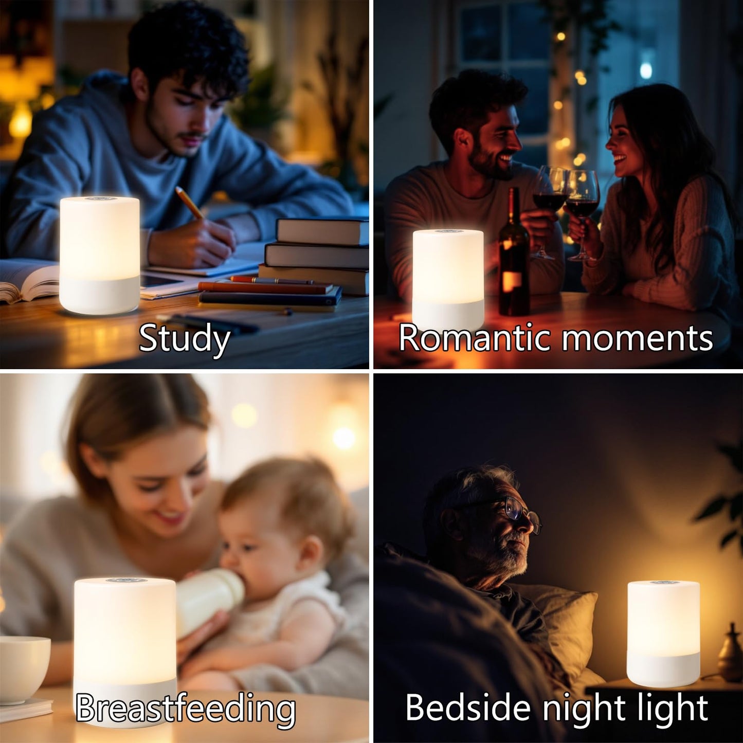 TUUWAI Portable Touch Night Light - Dimmable LED, USB Rechargeable, Lightweight Bedside Lamp, Color: A-Light-Touch, Model: TUU3118