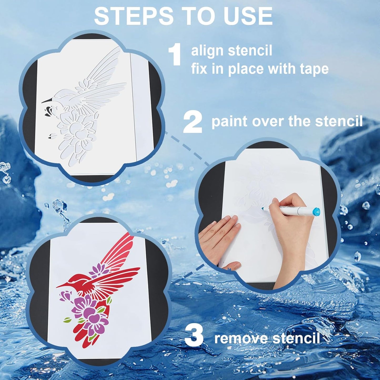 MAYJOYDIY 9pcs Cat Emotion Stencil 6×6inch Cute Cat Face Stencil Reusable Animal Pet Cat Themes Drawing Template with Paint Brush for Art Crafts Canvas Furniture Wall Wood