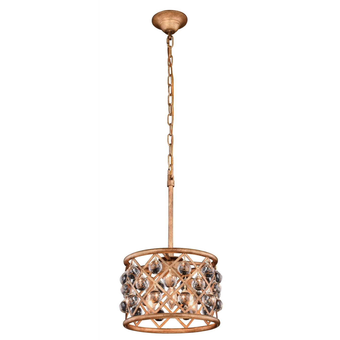 Elegant Lighting Madison 3-Light Pendant Lamp, Polished Nickel, 12in Depth x 9in Height, Crystal, Model 1213D12PN/RC