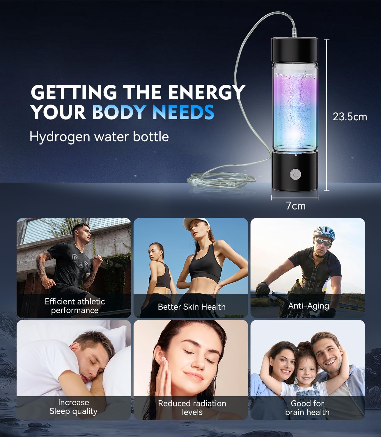 4.0 Upgrade Hydrogen Water Bottle & Hydrogen Absorption 【SGS Certification - 5000PPB】 Hydrogen Water Bottle 【NO.1-100% Odorless】 2025 SPE PEM Technique, Double Hydrogen Content