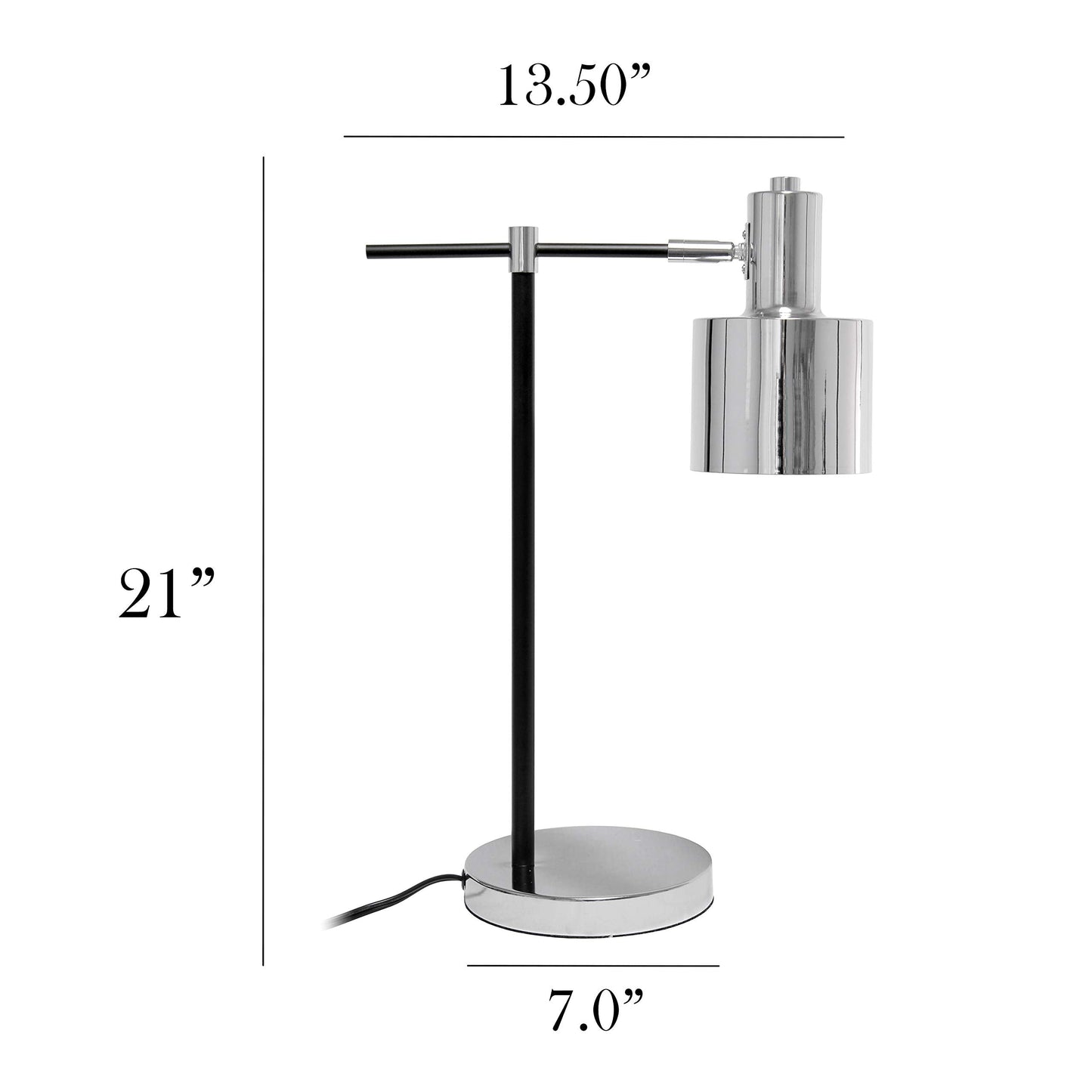 Simple Designs LT2074-CHR Metal Table Lamp, Chrome Finish, Iron Material