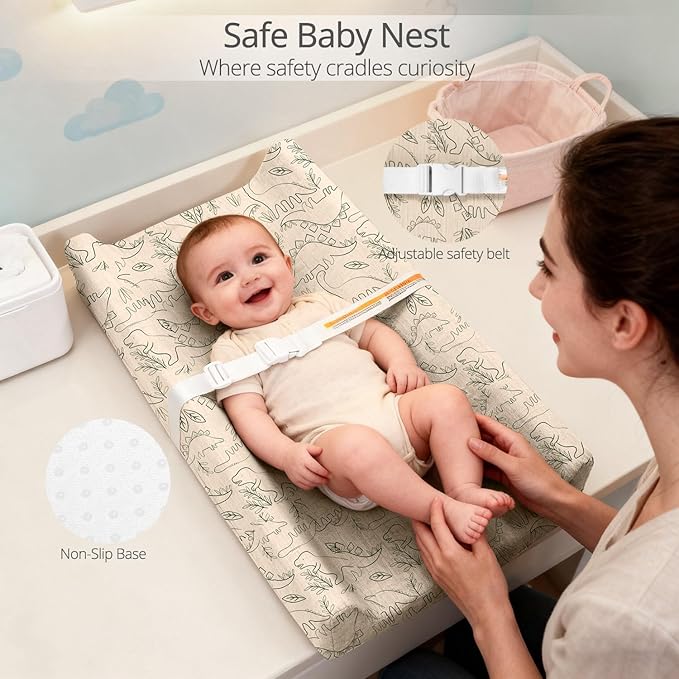 Muslin Baby Changing Pad, 2 Pack Muslin Soft Cotton Covers & Waterproof Lining Foam Diaper Changing Table Pad 32" x 16.6" Mat for Dressers