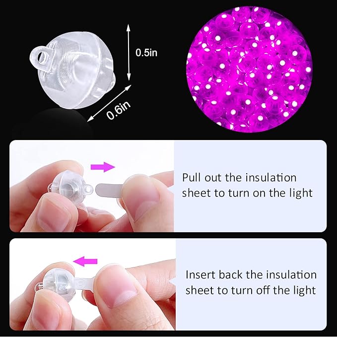 ZGWJ 100PCs Mini Led Lights,Flash Led Balloons Light up Balloons for Party Decorations Neon Party Lights for Paper Lantern Easter Eggs Birthday Party Wedding Halloween Christmas Decoration, Pink