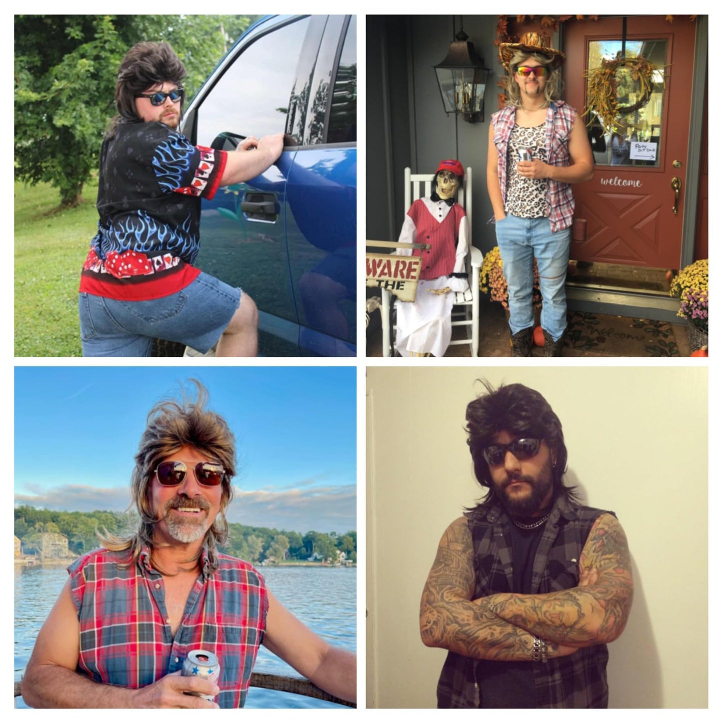 Lotfon Mullet Wigs for Men,Joe Dirt,Emo Wig,80s Costumes Fancy Party Accessory Cosplay Wig,Halloween Man x (Dark Brown)