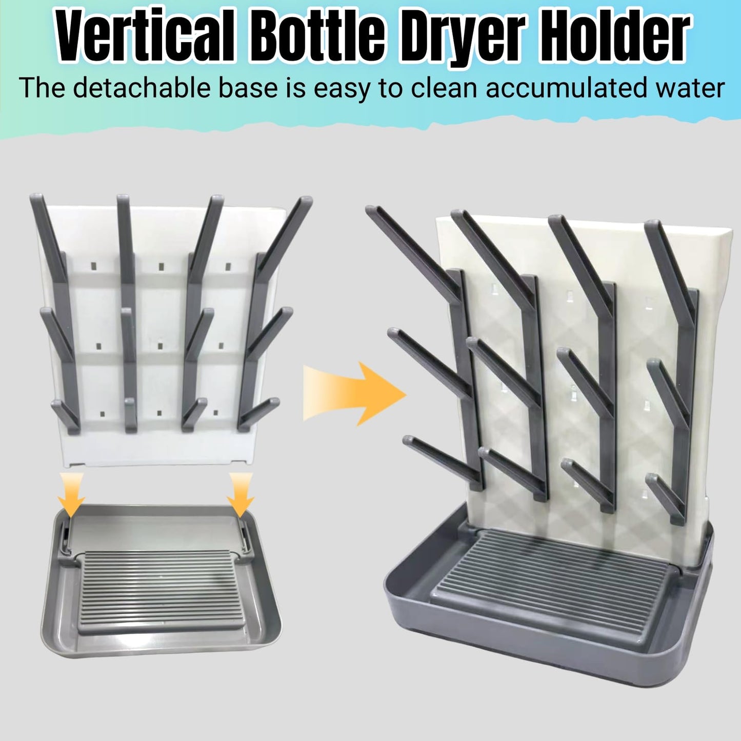 lizeisadi Bottle Storage Organizer -Large Vertical Bottle Dryer Rack Kitchen Counter - Space Saving Standing Drying Rack for Bottles, Suitable for Bottles, Pacifiers Pump Parts Accessories (Blue)