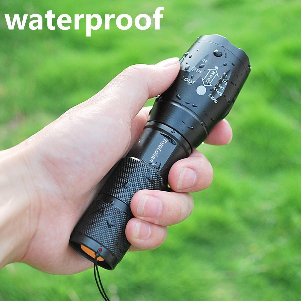 TotaLohan Military Grade 2000 Lumen LED Tactical Flashlight Torch, 5 Modes, Black, Model TOTALOHAN-MPN-2024-PX, 4 Pack