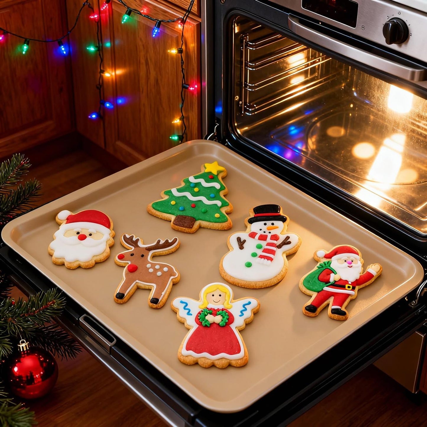 Christmas Cookie Cutters Set - 9 Pieces - Christmas Tree, Gingerbread Man, Snowflake, Snowman, Angel, Santa Face, Santa Claus, Candy Cane, Reindeer Shapes, Stainless Steel Metal Biscuit Cutter Molds