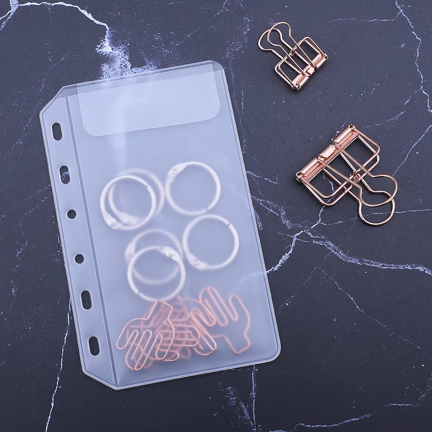 Antner 12PCS A7 Mini Binder Pockets 6-Hole No Zipper Budget Cash Envelopes Money Organizer for A7 6 Ring Binder Wallet, Clear Zipless Cash Stuffing Envelopes Planner Inserts Loose Leaf Filling Bags