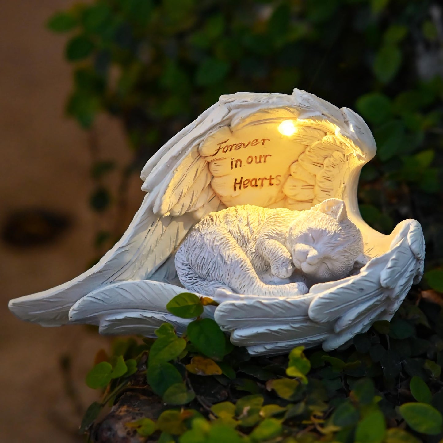 Zhiyo-Gd Pet Cat Solar Garden Memorial Statue - Outdoor Resin Angel Kitty With Solar Light  Guardian Angel Kitten Memorial Gift For Patio  Lawn  Yard  Or Garden Christmas Decor