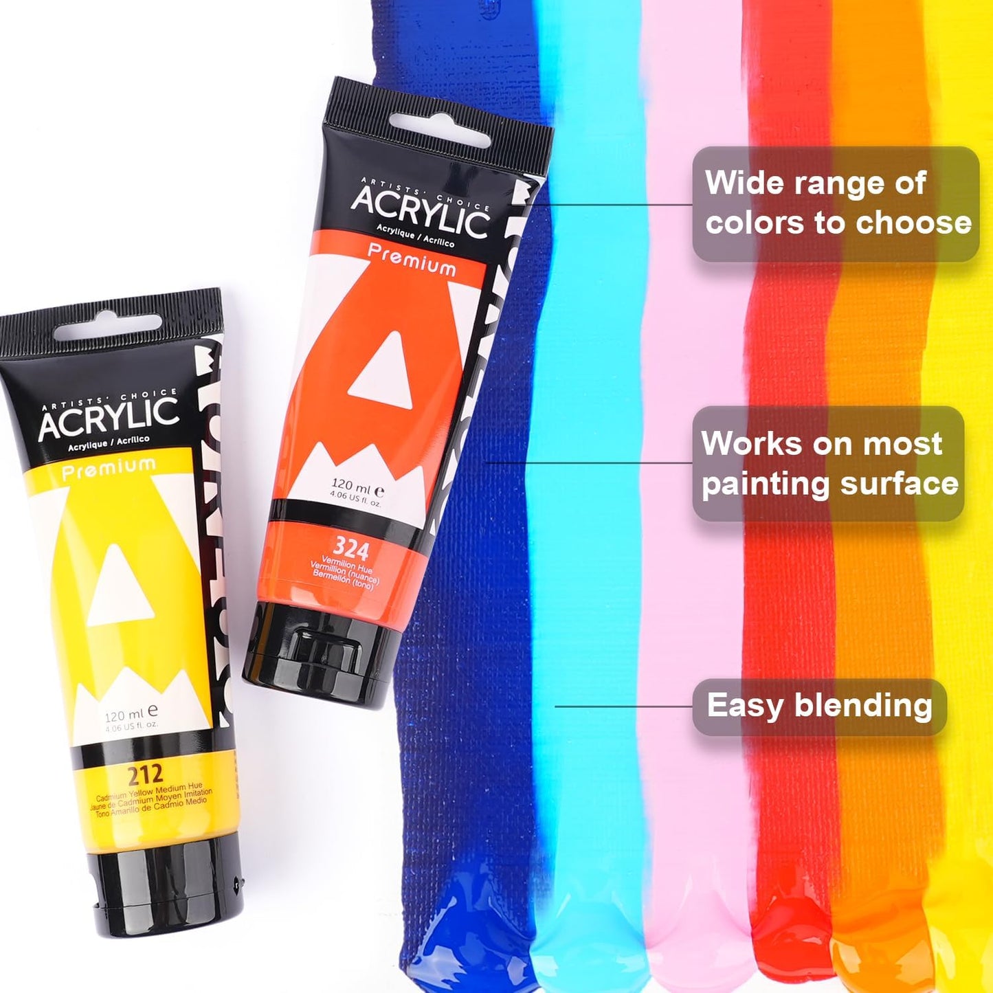 AUREUO White Acrylic Paint Set, 4 Fl Oz / 120ml 2 Tubes Set, Rich Pigment Art Craft Paints for Canvas, Rocks, Wood, Ceramic, Fabric