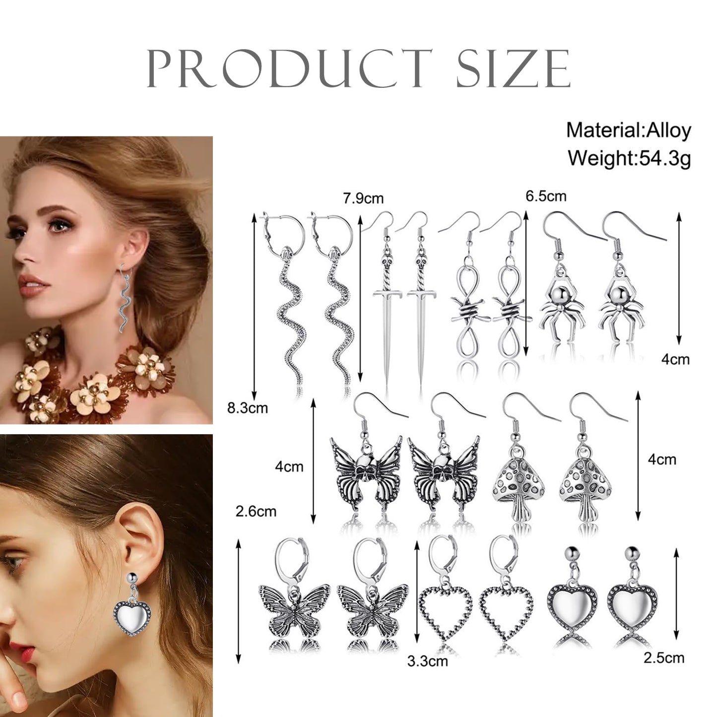JDRGJTH 27PCS Y2k Jewelry Set Accessories Grunge Knitted Cat Beanie,Fairy Grunge Gloves Gothic Earrings Rings Therian Accessories Set,Grunge Y2K Emo Jewelry Party Costume Accessories Gift for Women