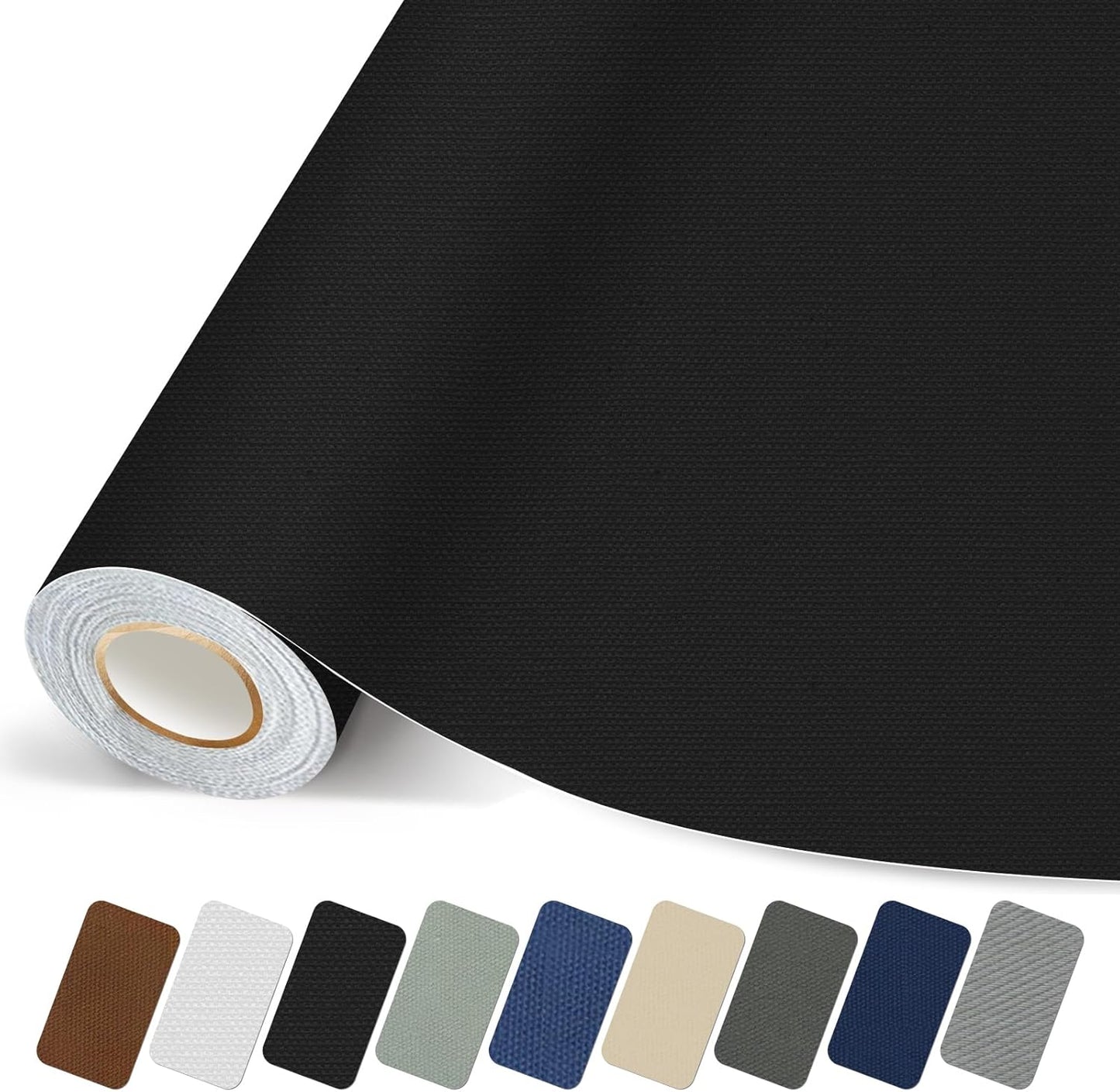 Canvas Repair Patch, 17X79 Inch Strong Sticky Fabric Repair Tape, Self-Adhesive Fabric Patch for Sofas, Tote Bags, Clothing, Car Seats, Furniture (Black, 17X79 Inch)