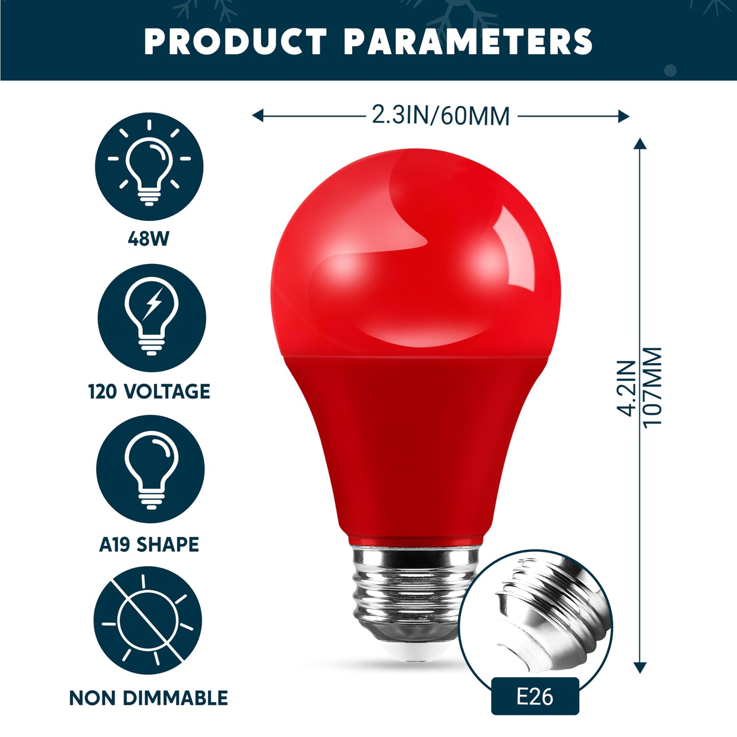 Joyin Red And Green Light Bulbs - 4 Pack Led A19 Christmas Light Bulbs  E26 Base 9W Red Green Lightbulb Party Holiday Lighting  Porch Garden Indoor Outdoor Christmas Decoration