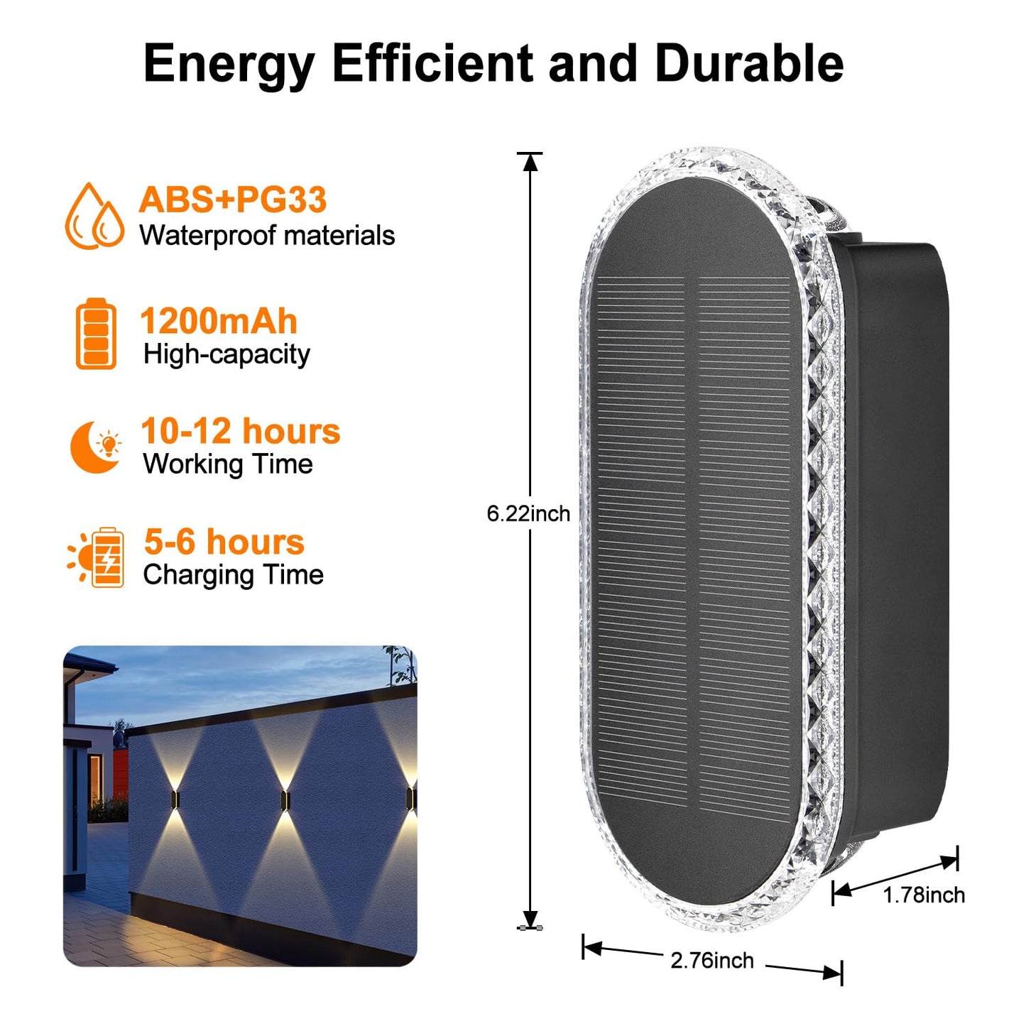 Ellasay Fence Lights Solar Powered: 4 Pack Solar Wall Lights Outdoor Up and Down IP67 Waterproof - 3 Colors Modes Brighter LED Lens Solar Lights Dusk to Dawn 12h for Backyard/Porch/Railing/Balcony