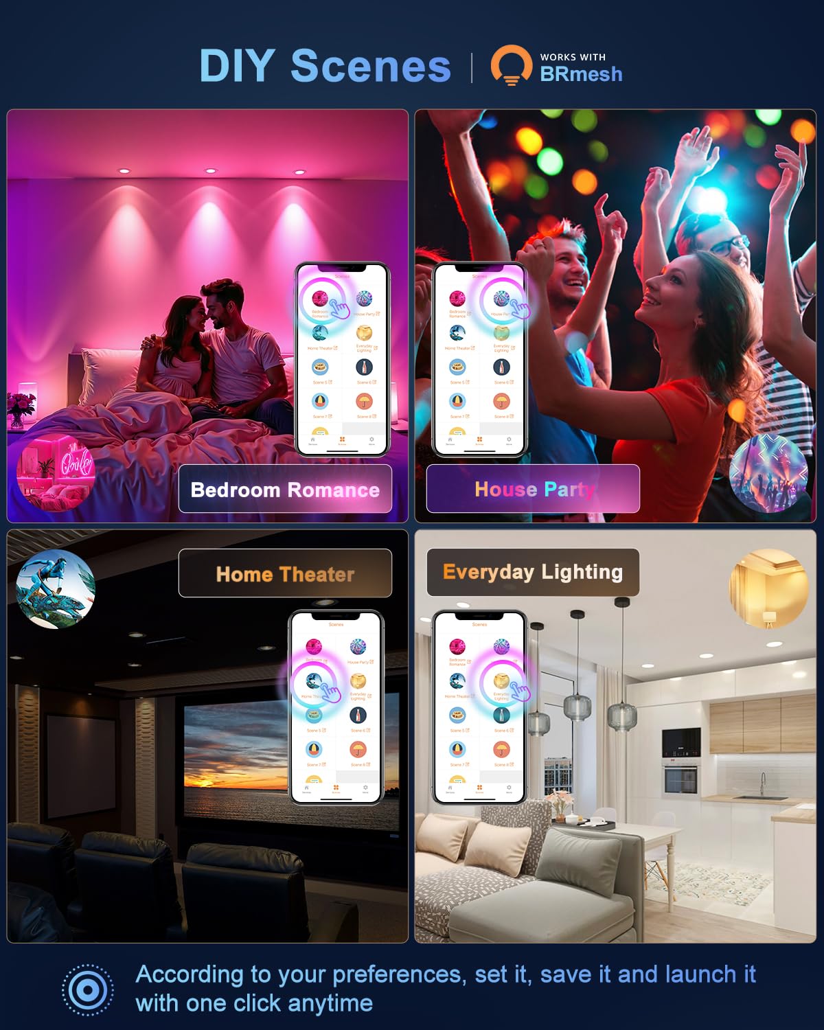 Varicart Smart Recessed Lighting 6 Inch  Rgbcw Color Changing Led Can Lights Bluetooth Connect  Flicker Free  13W 1300Lm  Dimmable Retrofit Downlight Works With Alexa Voice & App Control  Etl  1 Pack