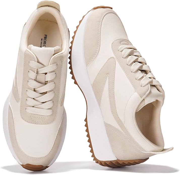 Project Cloud Womens Sneakers - Memory Foam Insole and Lightweight Spring Shoes - Non-Slip Lace Up Trendy Shoes - Fashion ...
