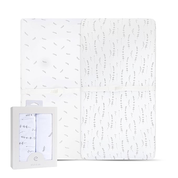 Ely’s & Co. Changing Pad Cover, Diaper Changing Table Sheets, 2 Pack, Cradle Sheet Set for Baby Boys/Girls, 100% Jersey Knit Cotton, Forest Grey Collection, 32”x16”x5”