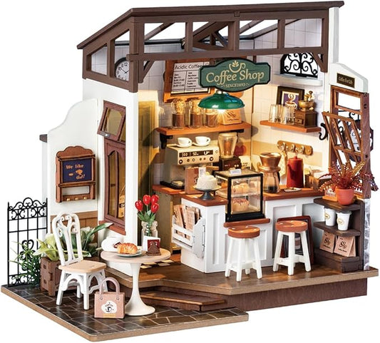 Rowood Coffee Miniature House Kit, DIY Miniature Dollhouse Kits Gifts for Adults to Build, Mayberry Street Miniatures, Woo...