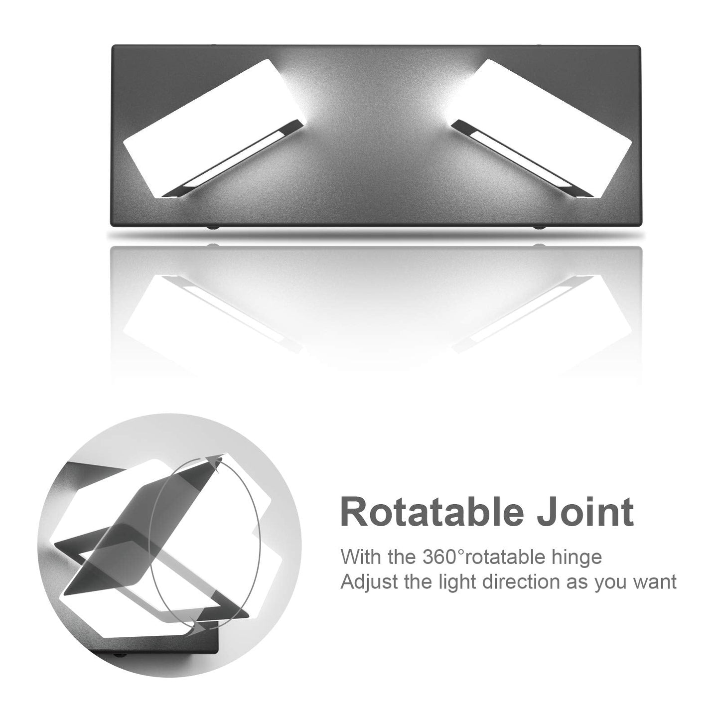 Ralbay 2-Light Black Acrylic Bathroom Vanity Light - Modern Led Wall Fixture