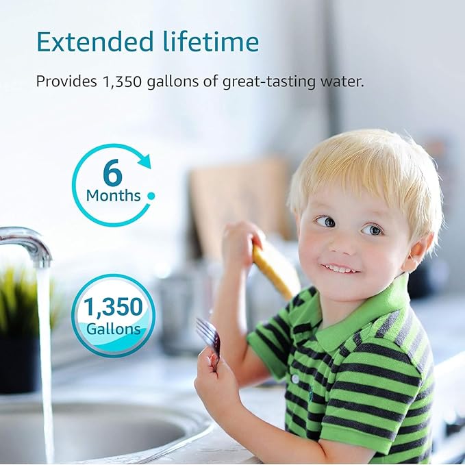 AQUACREST FQK2J Under Sink Water Filter, Replacement for GE FQK2J, FQK1K, 1350 Gallons Dual Flow Drinking Water Replacement Filters (4 Count)
