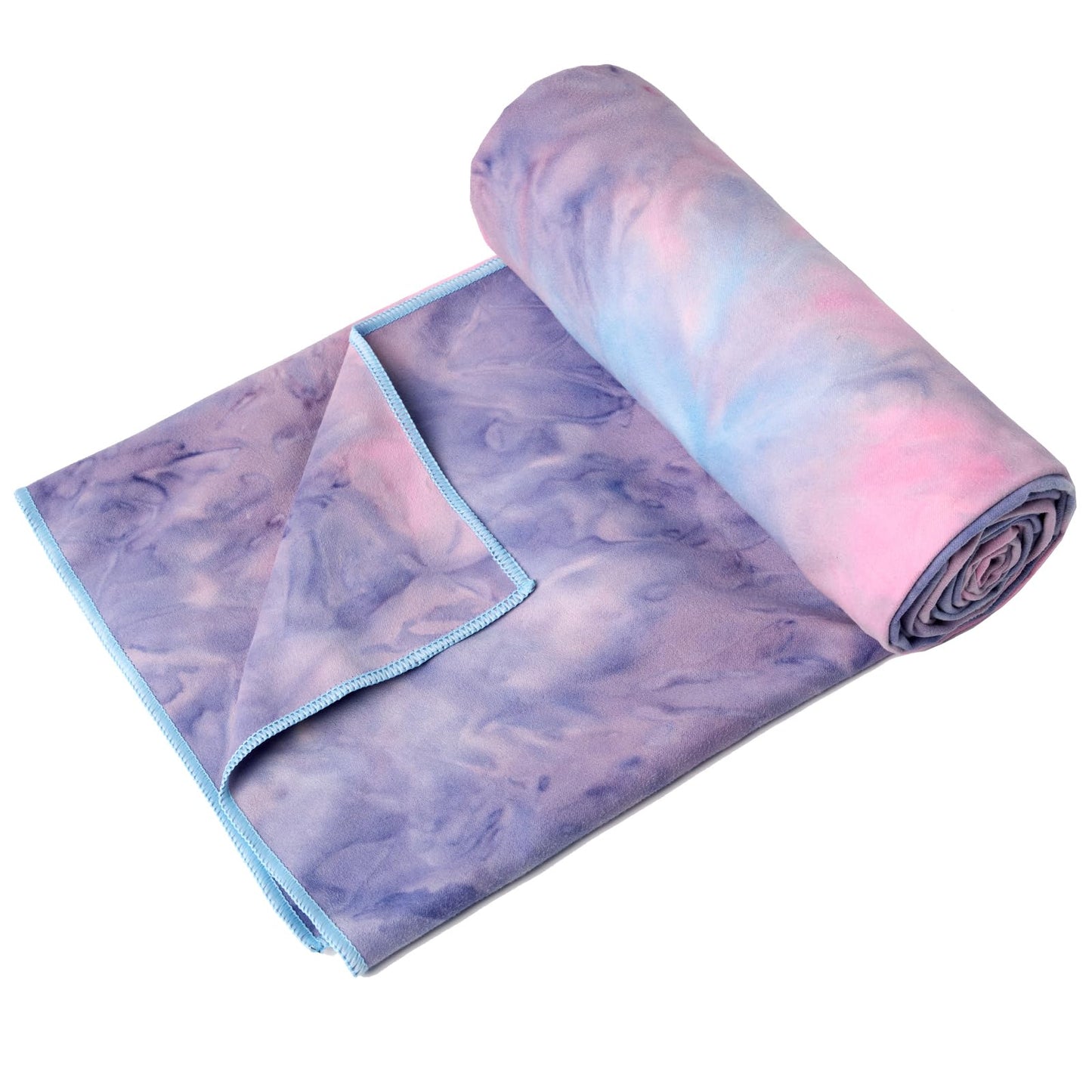 Eunzel Hot Yoga Towel Non Slip Yoga Mat Towel Non-Slip Sweat Absorbent Microfiber Towel for Hot Yoga, Pilates and Workout 72" x 26.5", Purple & Blue