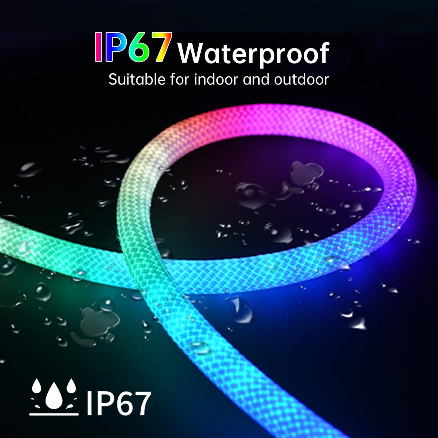 MALIIGAZA LED Rope Lights, 9.84ft RGB Neon Strip, 5V USB, IP67 Waterproof, Music Sync, Remote APP Control, White