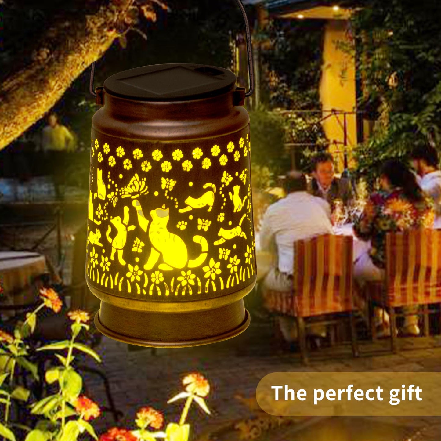 Cat Lover Gifts For Mom/Women//Grandma/Sister Cat Solar Light Gifts Mother Day Gift Solar Lanterns Outdoor Waterproof Cat Lights Led Mason Jar Hanging Lamps Decor For Garden Yard Patio