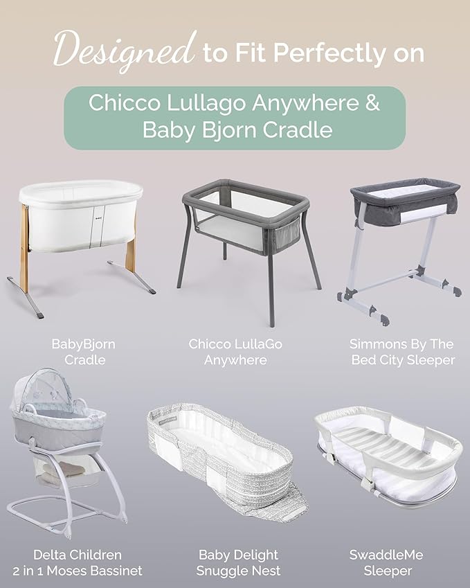 Bassinet Sheets 20x30 Inch for Graco Travel Lite Crib, Sense2Snooze, My View 4 in 1, Dream Suite and Guava Bassinet - Buttery Soft, Ultra Stretchy Sheets - Pale Pink + Lavendar + Cloud, 3 Pack
