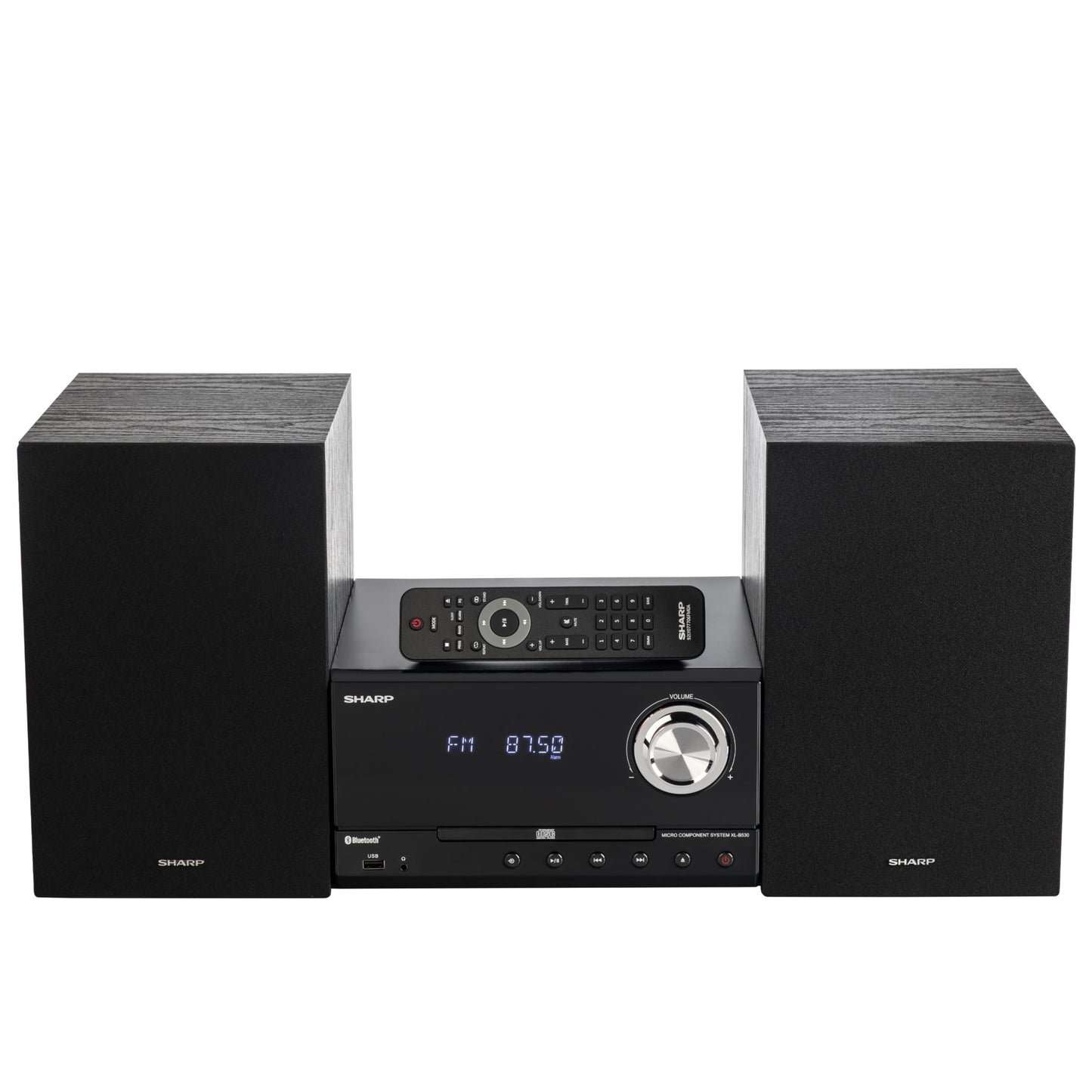 SHARP XL-B530 Micro Component System - 200W Bluetooth Audio, USB Port, AM/FM Tuner, Black Oak
