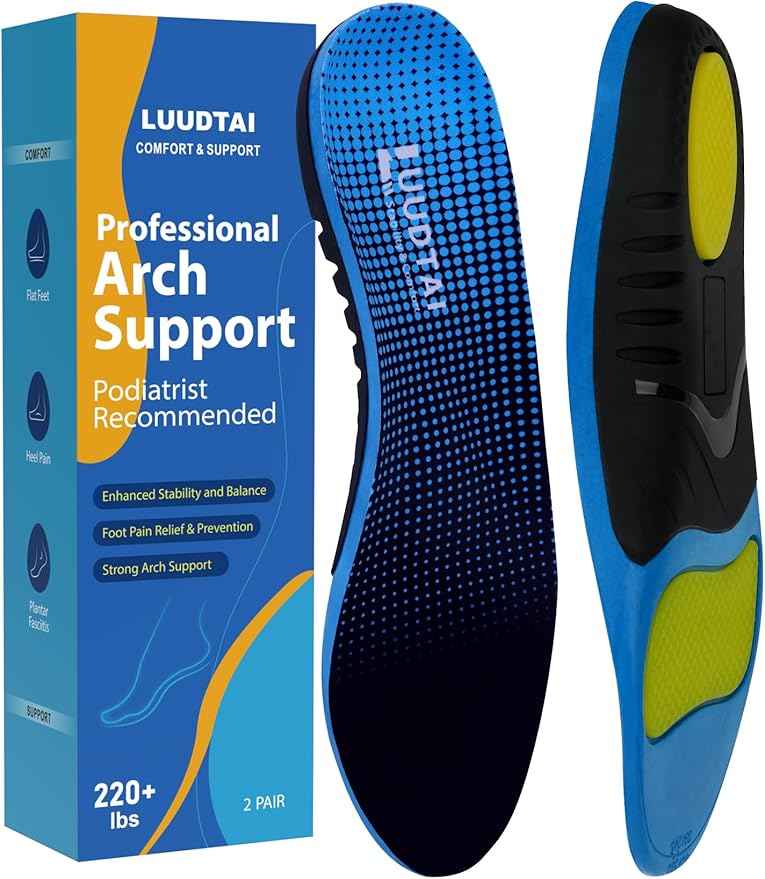 Plantar Fasciitis Insoles Men Women 220+ lbs Heavy Duty Support High Arch Orthotics Inserts for Flat Feet Work Boot Shoes Insoles,Trim to Fit,2 Pair(Men 6.5-7/Women 8-8.5)