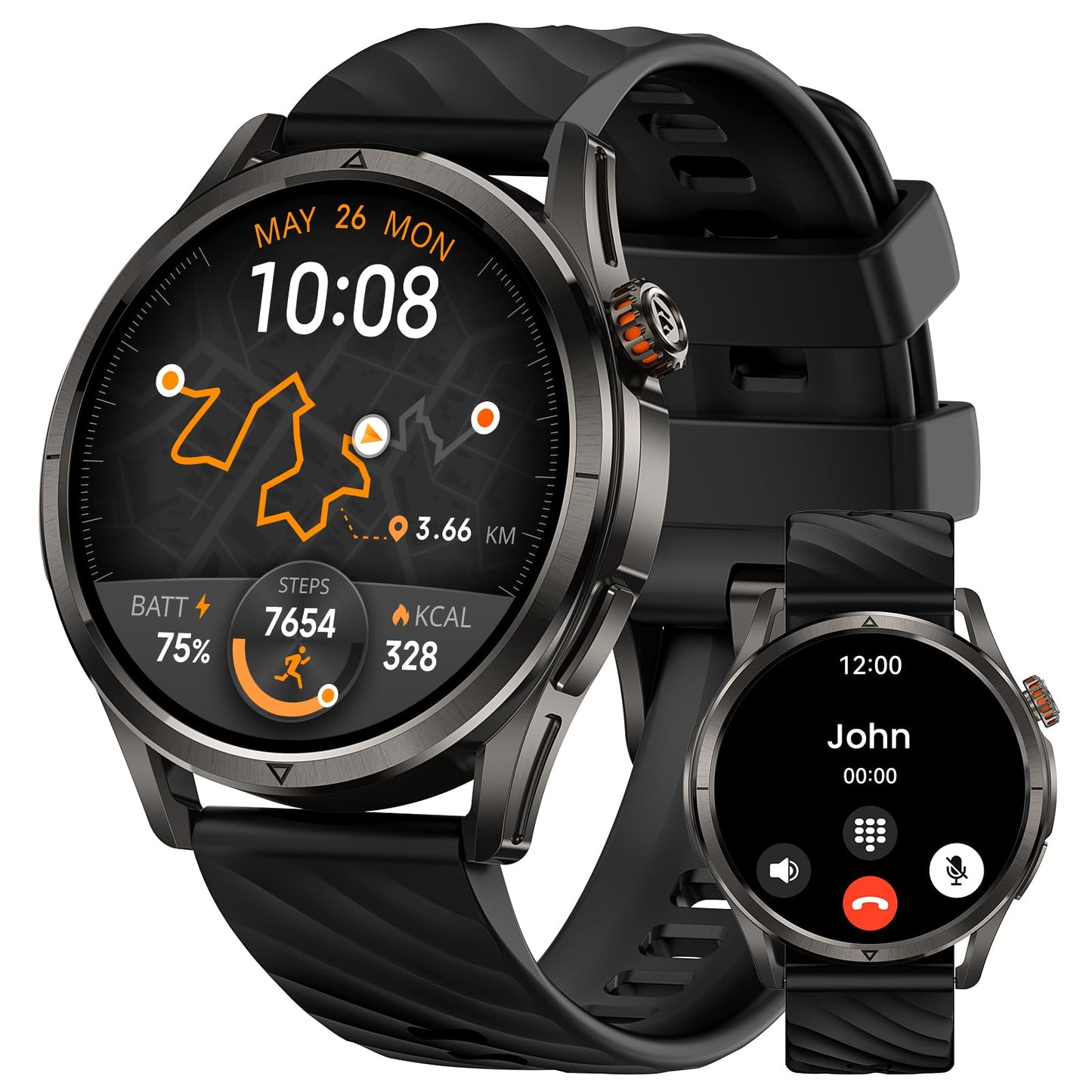 KOSPET Magic R10 GPS Smart Watch for Men, Stainless Steel Body, 50 Days Battery, 5ATM Waterproof, 180 Sport Modes for Outdoor Activity, 24/7 Heart Rate & Sleep Monitor (Black)