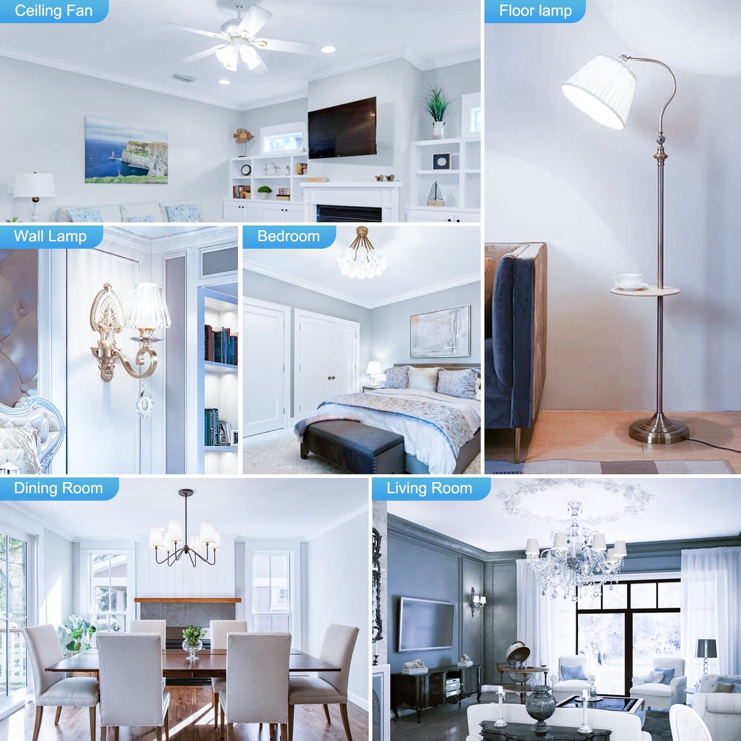 Hansang 8-Pack E12 Candelabra Led Light Bulbs, 6000K Cool Daylight, 6W Equivalent, Non-Dimmable, B11 For Chandelier And Ceiling