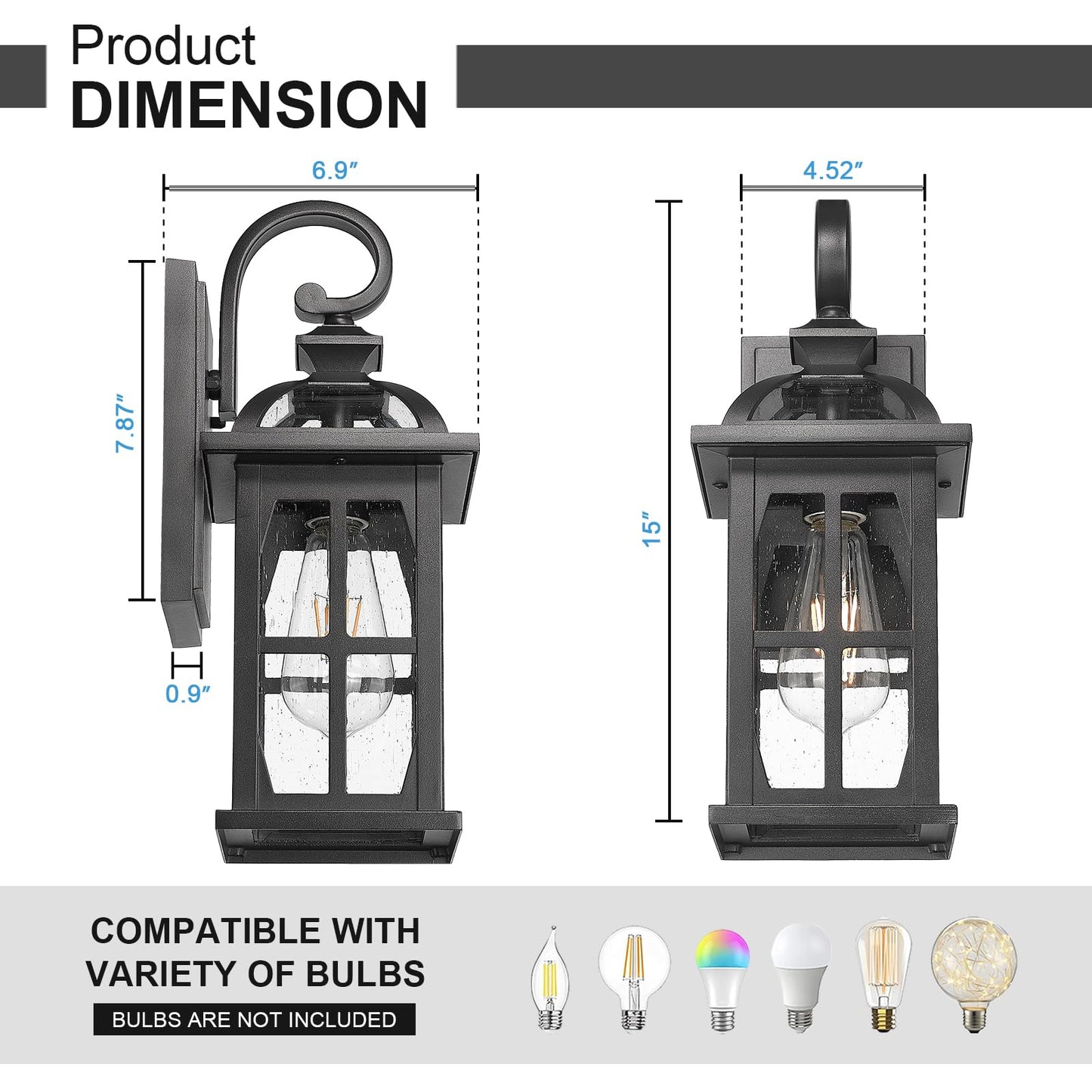 Darkaway Outdoor Wall Lights  Exterior Light Fixture With Seeded Glass  Aluminum Anti-Rust Exterior Lights Sconces Lighting For House Porch Yard Hallway Doorway Garage