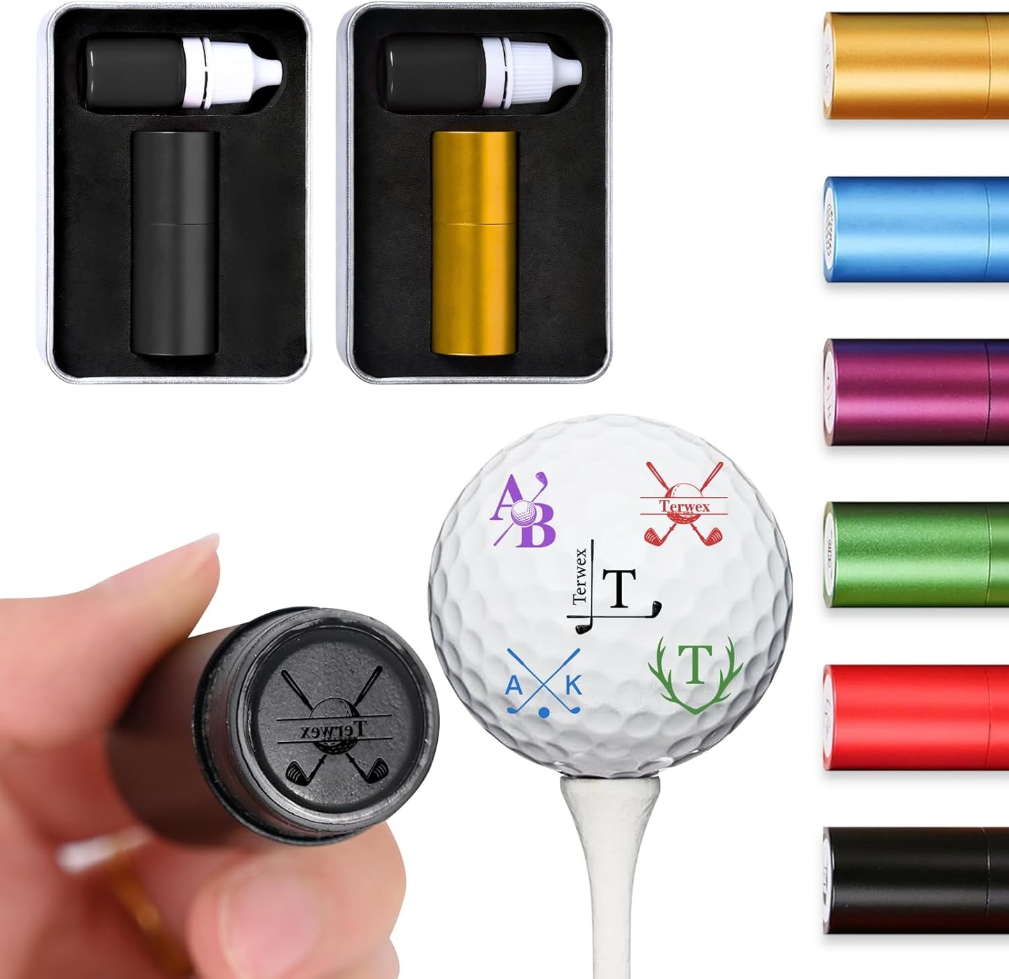 Custom Golf Ball Stamp - Personalized Golf Balls Marker Stamp with Monogram Design - Waterproof Logo Golf Ball Stamper Golf Accessories - Customized Father's Christmas Birthday Gift for Dad Son