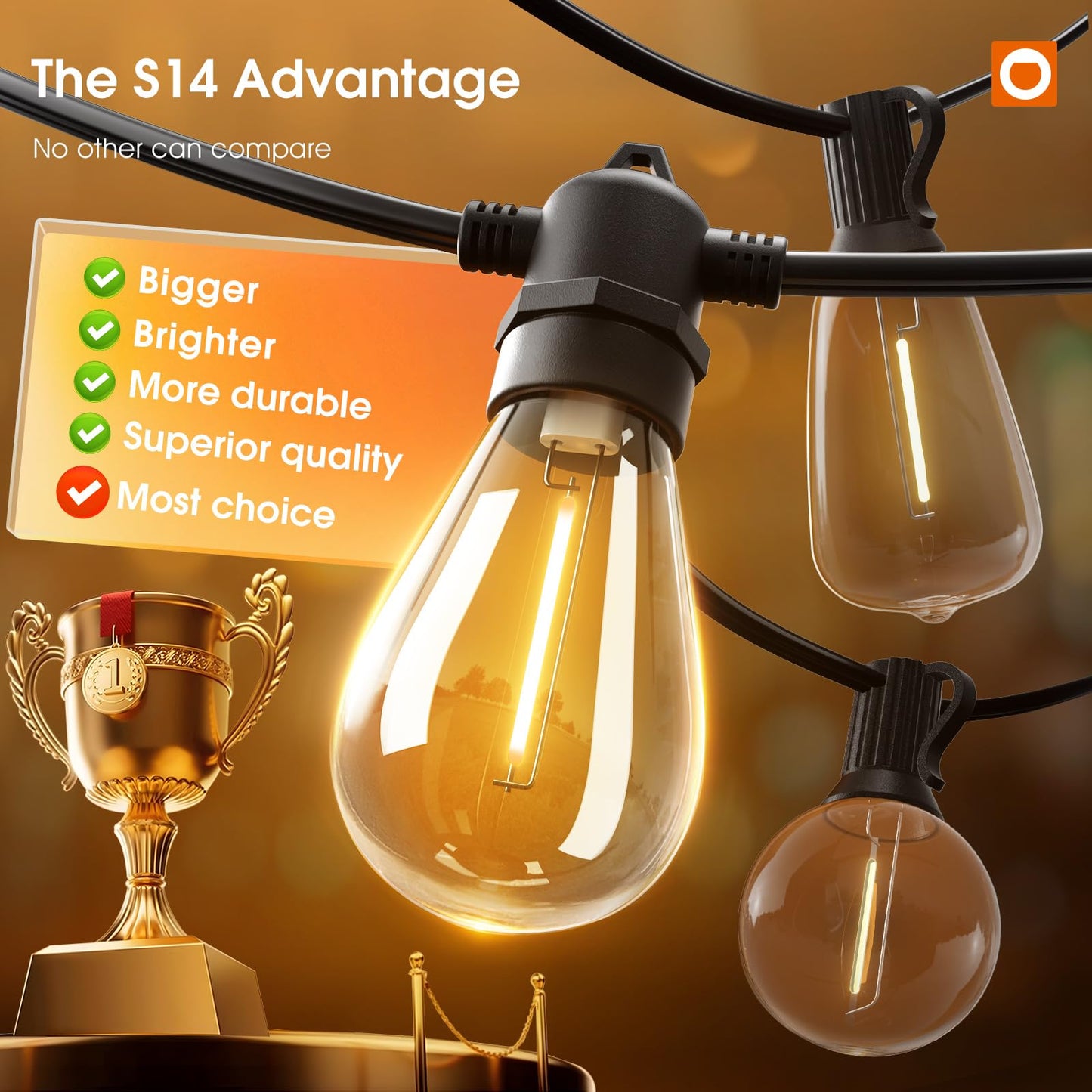 Addlon Led Outdoor String Lights, 200Ft With Shatterproof Bulbs, Heavy-Duty Weatherproof, Black, 4-Pack