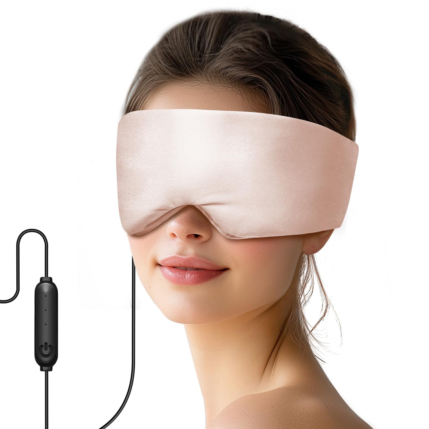 Heated Eye Mask for Dry Eyes and Sinus Pressure Relief, Ultra Soft Face Heating Pad for Tension Headache Relief Pink