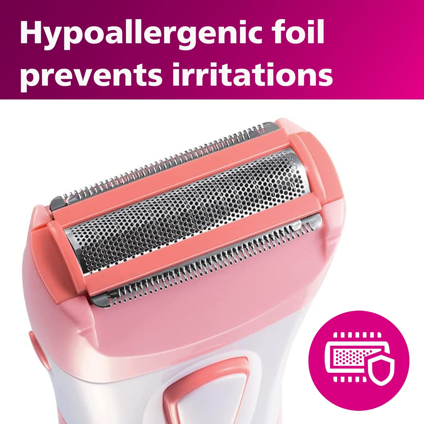 Philips SatinShave Essential Womens Wet & Dry Electric Shaver for Legs & Body, Cordless, with Hypoallergenic Foil, HP6306/50