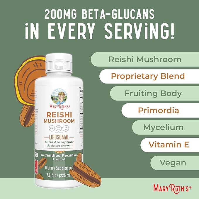 MaryRuth Organics Reishi Liposomal (Candied Pecan) & Vitamin D3 Liposomal (Mixed Berry) |Clean Label Project Verified® | Vitamins for Immunity, Calm, & Overall Wellness | Vegan, Non-GMO, Gluten-Free