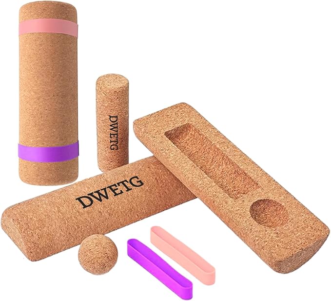 Cork Yoga Balance Board with Blocks and Resistance Bands, Non-Slip Yoga Balance Trainer for Pilates, Fitness, Stability, C...