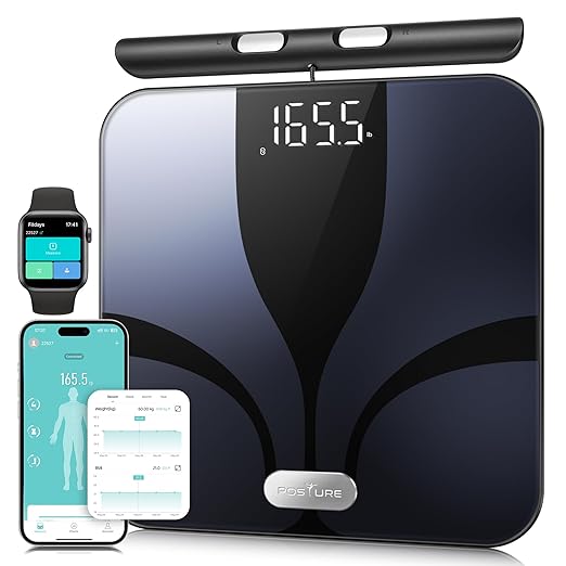 Posture Scale for Body Weight and Fat, Digital Bathroom Scale BMI Weighing Bluetooth Body Fat Scale, 8 Electrode Smart Bod...