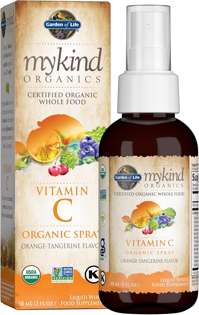 Garden of Life Organics B12 Vitamin - Whole Food B-12 for Metabolism and Energy & Organics Vitamin C for Kids and Adults, Organic Vitamin C Spray for Skin Health